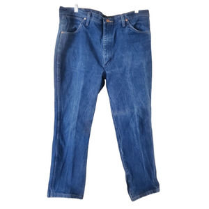 Wrangler 936 Dark Wash Blue Denim Straight Cut Leg Jeans 38X30